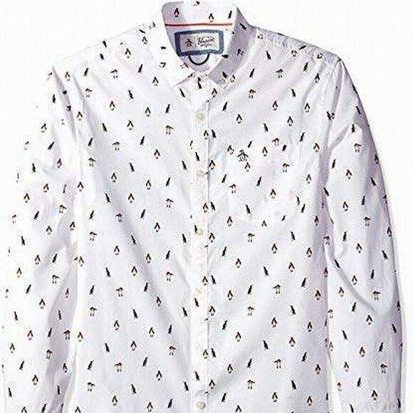 Original Penguin Button-Down Shirt Long Sleeve Collared Bright White Size XL - Picture 1 of 4